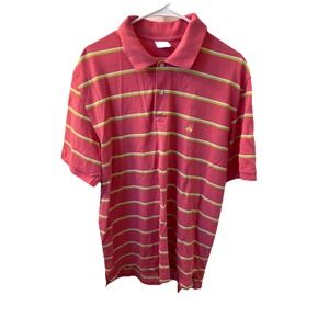 Brooks Brothers 1818 Mens Size Large Performance Polo Original Fit Pink Striped